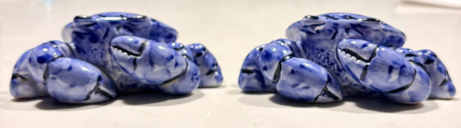 Late 20th Century Coastal Chic Blue Crab Ceramic Salt and Pepper Shakers- a Pair - 3