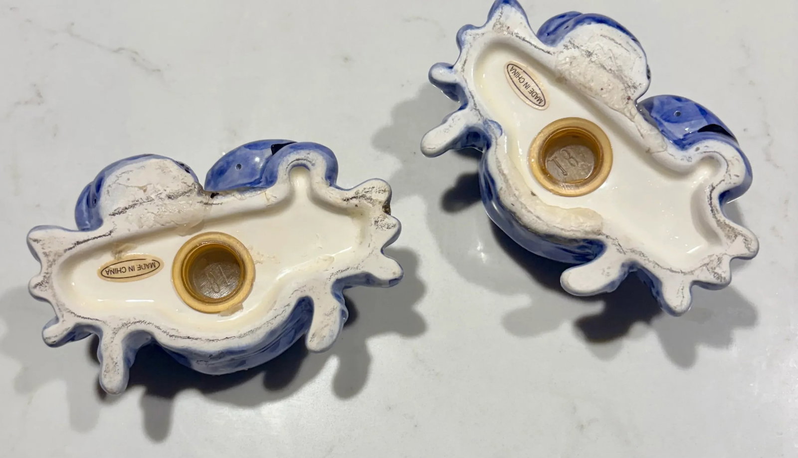 Late 20th Century Coastal Chic Blue Crab Ceramic Salt and Pepper Shakers- a Pair - 5