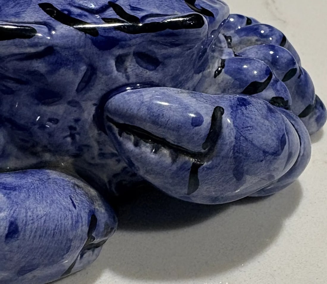 Late 20th Century Coastal Chic Blue Crab Ceramic Salt and Pepper Shakers- a Pair - 6