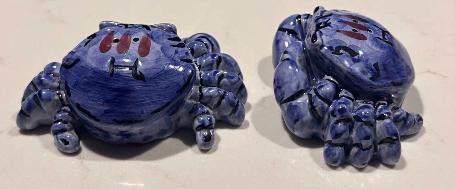 Late 20th Century Coastal Chic Blue Crab Ceramic Salt and Pepper Shakers- a Pair - 8