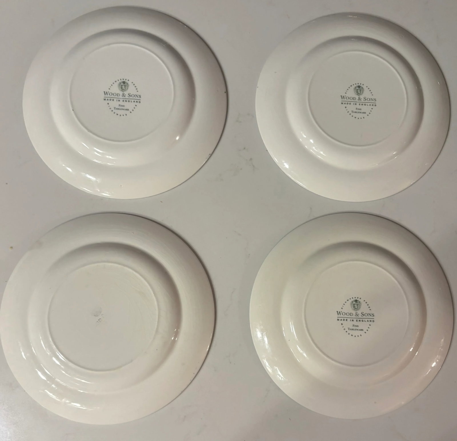 Vintage Blue Floral Wood and Sons "Kew Blue" Plates- Set of 4 - 6