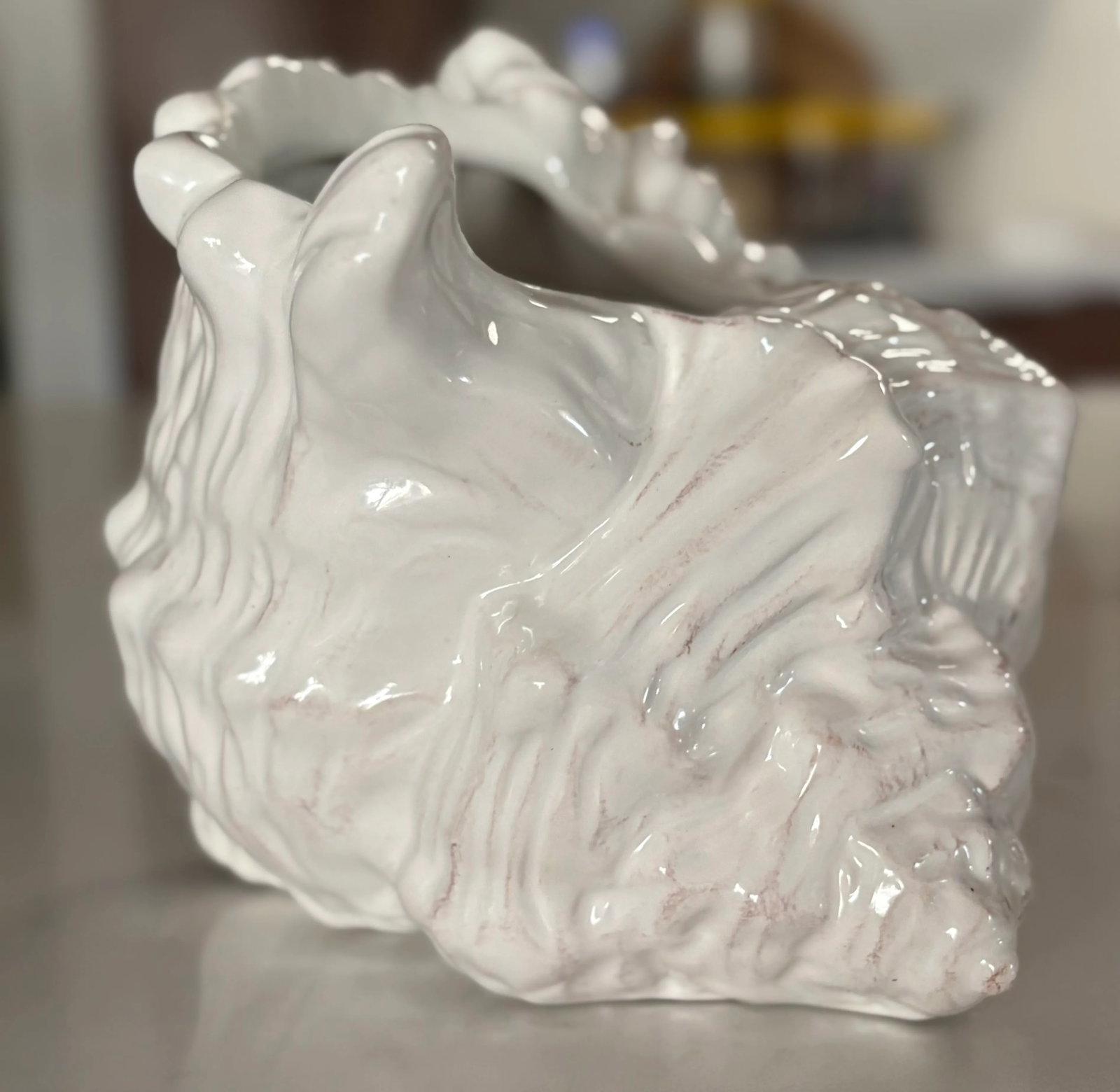 Vintage Coastal Chic Ceramic Conch Shell Cachepot Planter - 10