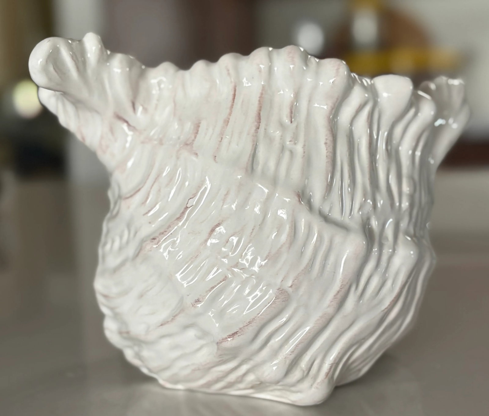 Vintage Coastal Chic Ceramic Conch Shell Cachepot Planter - 5