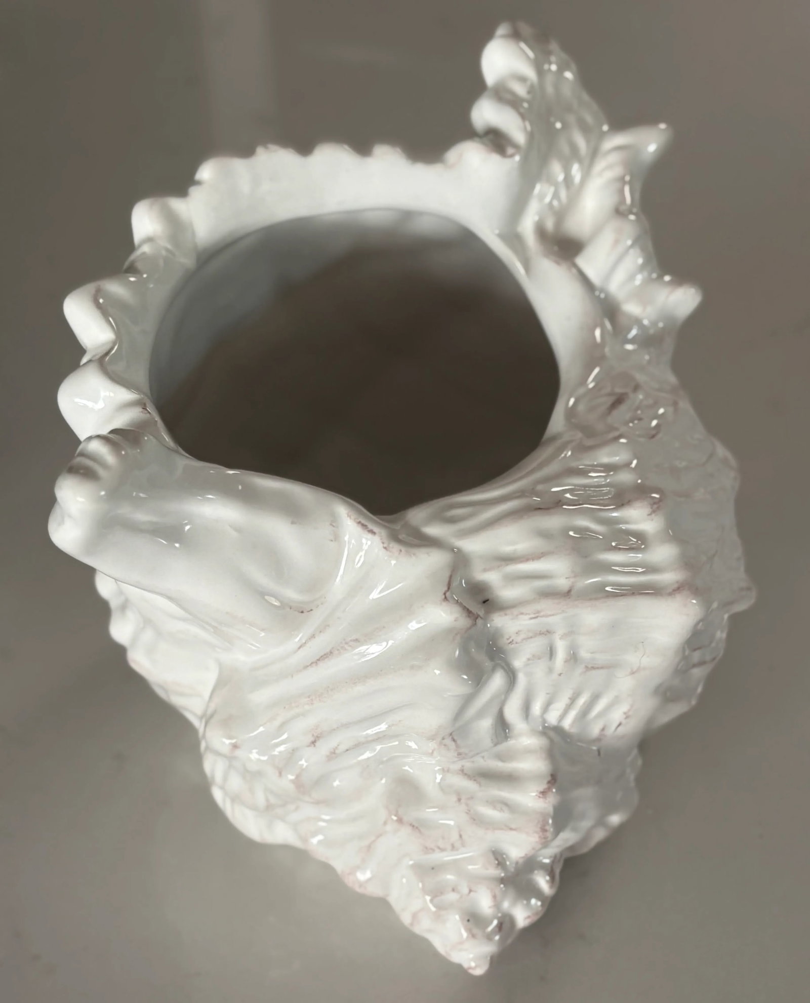 Vintage Coastal Chic Ceramic Conch Shell Cachepot Planter - 8