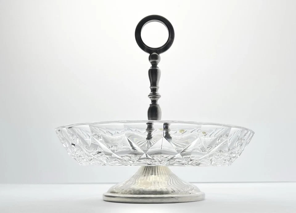 1950s Val Saint Lambert "Imperial" Crystal & Silverplate Serving Bowl - 2