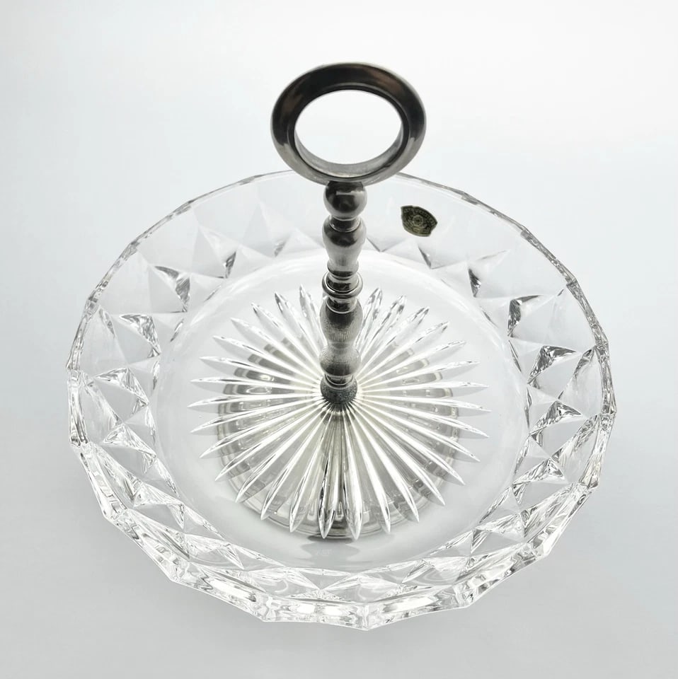 1950s Val Saint Lambert "Imperial" Crystal & Silverplate Serving Bowl - 3