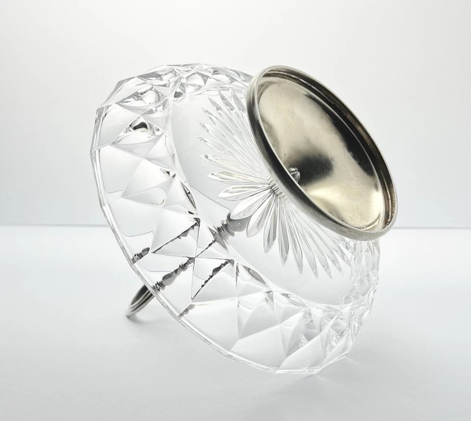 1950s Val Saint Lambert "Imperial" Crystal & Silverplate Serving Bowl - 4