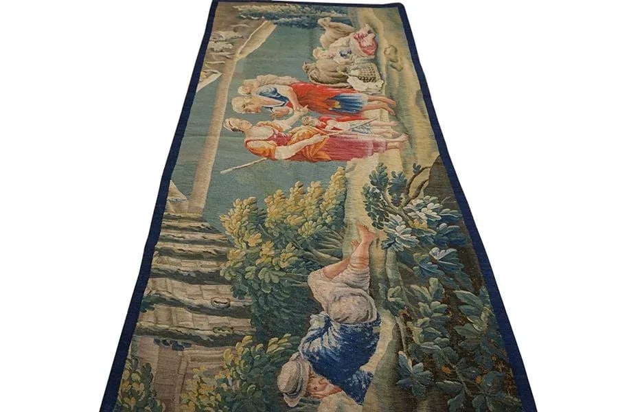 A Beautiful Antique Mid-18th Century French Pictorial Pastoral Scene Wall Hanging Tapestry - 10
