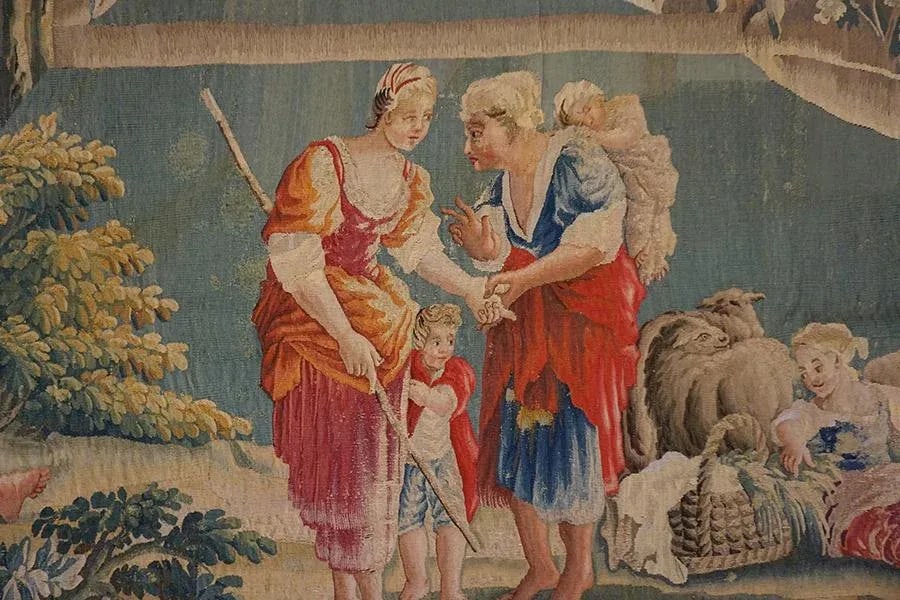 A Beautiful Antique Mid-18th Century French Pictorial Pastoral Scene Wall Hanging Tapestry - 4