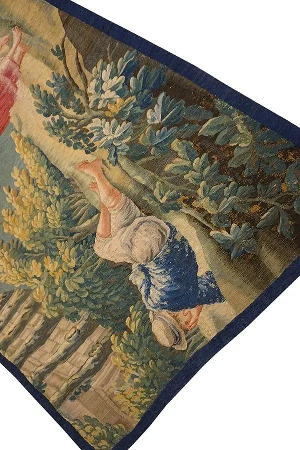 A Beautiful Antique Mid-18th Century French Pictorial Pastoral Scene Wall Hanging Tapestry - 7