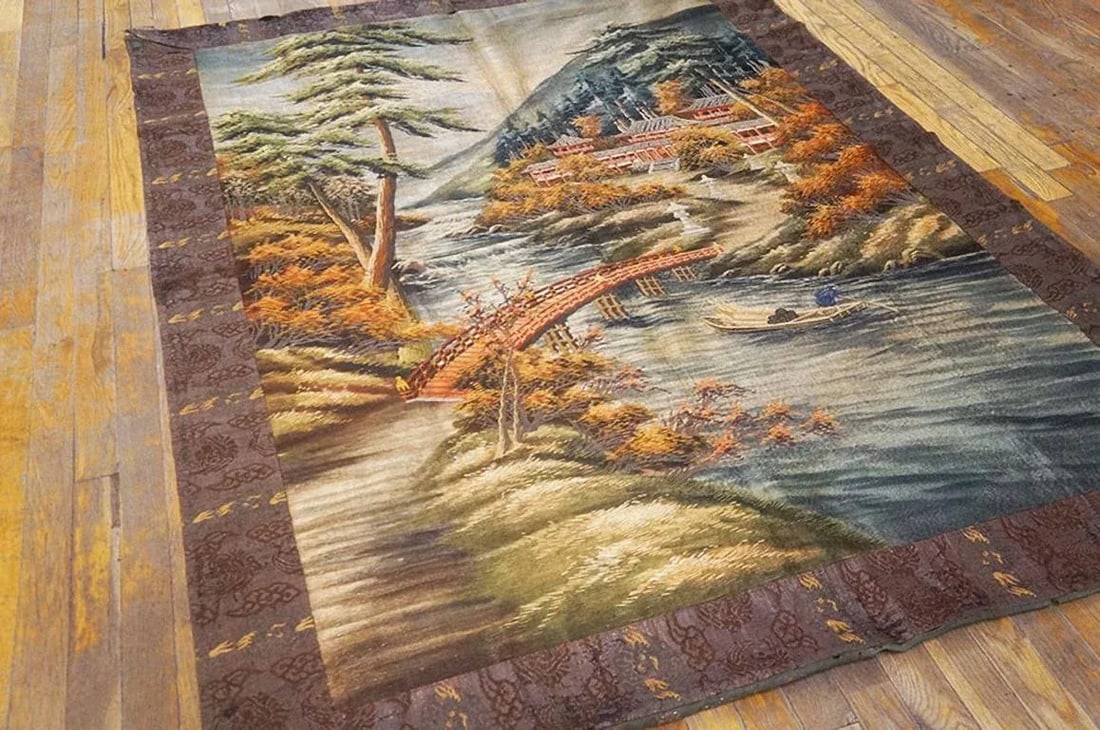 1920s Artistic Antique Scenic Pictorial Antique Chinese Textile Art Tapestry - 3