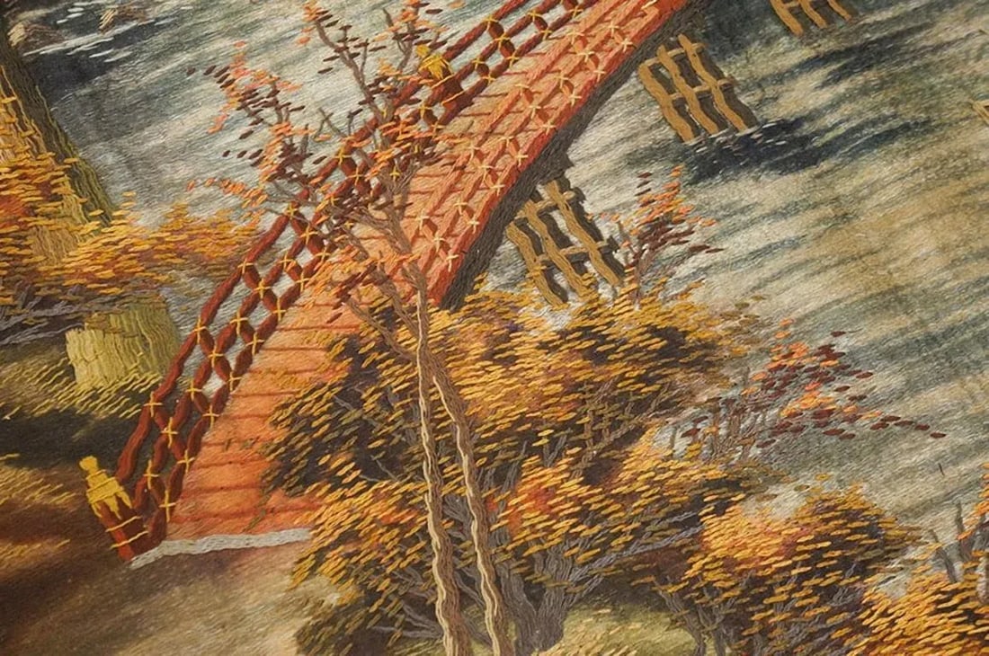 1920s Artistic Antique Scenic Pictorial Antique Chinese Textile Art Tapestry - 5