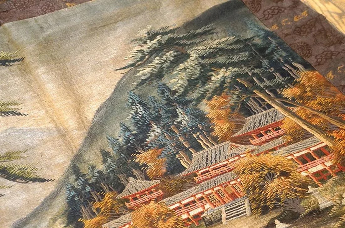 1920s Artistic Antique Scenic Pictorial Antique Chinese Textile Art Tapestry - 6