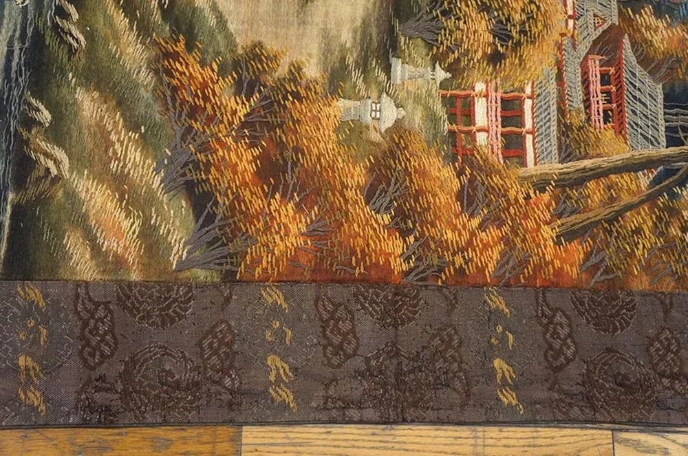 1920s Artistic Antique Scenic Pictorial Antique Chinese Textile Art Tapestry - 7