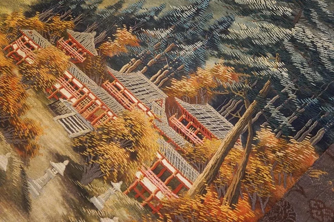 1920s Artistic Antique Scenic Pictorial Antique Chinese Textile Art Tapestry - 9