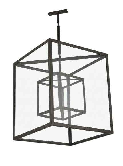 Cubic Lantern by Formations: Impressive, large (24*24*24) Cubic Lantern by Formations. In excelent shape this piece is designed to occupy a special place in a big reception or lobby with very high ceilings. It comes with a long