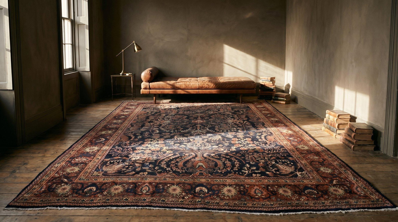 1930s Blue Navy Floral Antique Persian Sarouk Farahan Carpet 8'8" X 12'8" Woven Wool Rug - 10