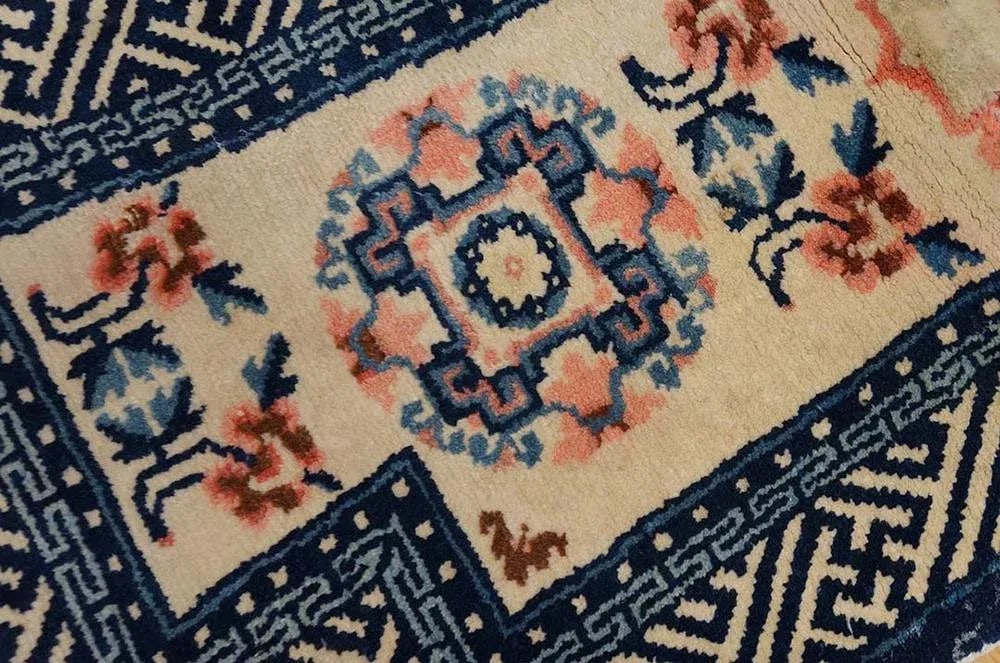 Rare and Collectable Trapping Classic Ivory and Blue Color Antique Chinese Horse Cover - 3