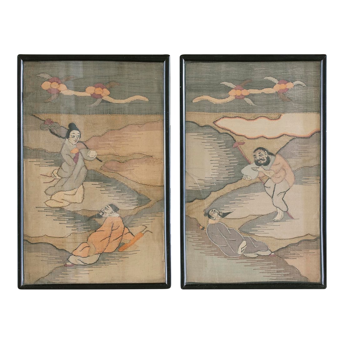 19th Century Pair of Chinese Silk Pictorial Kesi Textile: 19th Century Pair of Chinese Silk Pictorial Kesi Textile ( 9" x 1' - 23 x 31 ) Chinese Carpets made in China proper. See entries Ningshia, Peking, Art Deco. General Rug Type:Chinese Specific Rug
