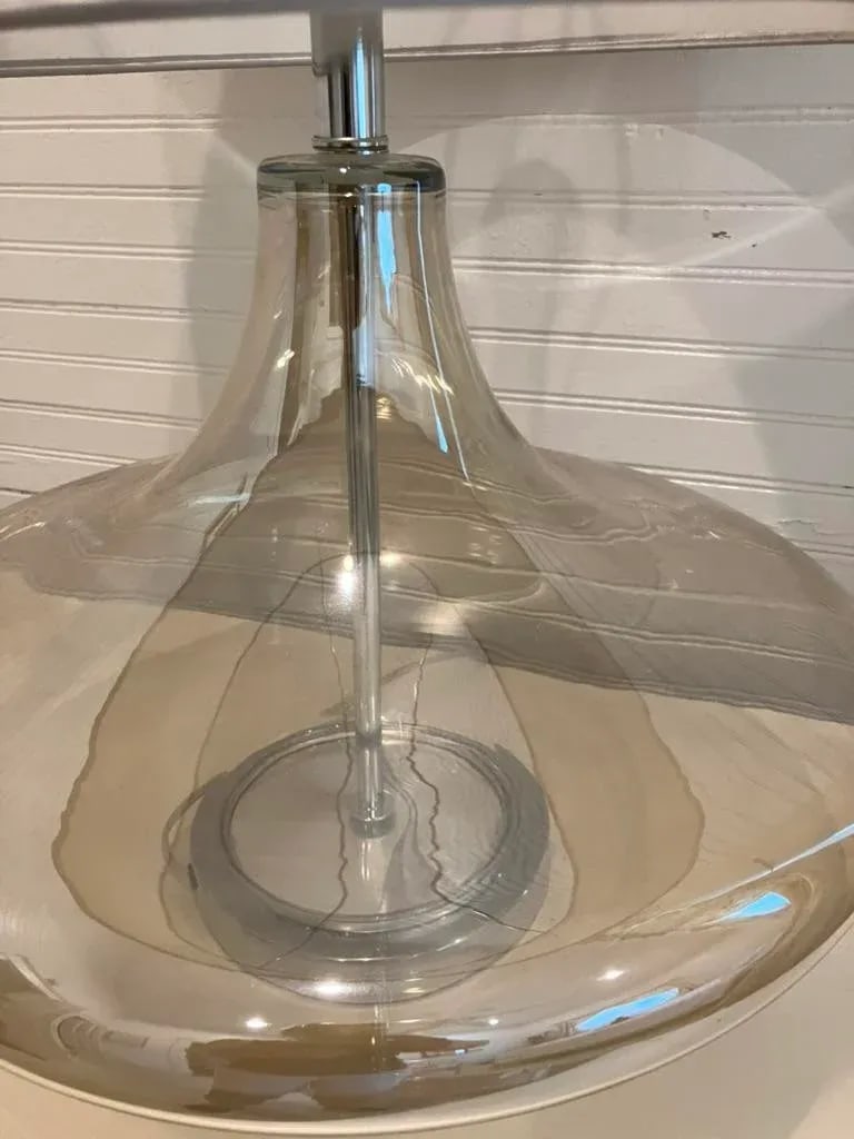 Oversized Mid-Century Modern Glass Lamp With Patterned Drum Shade, 1960s-1970s - 2