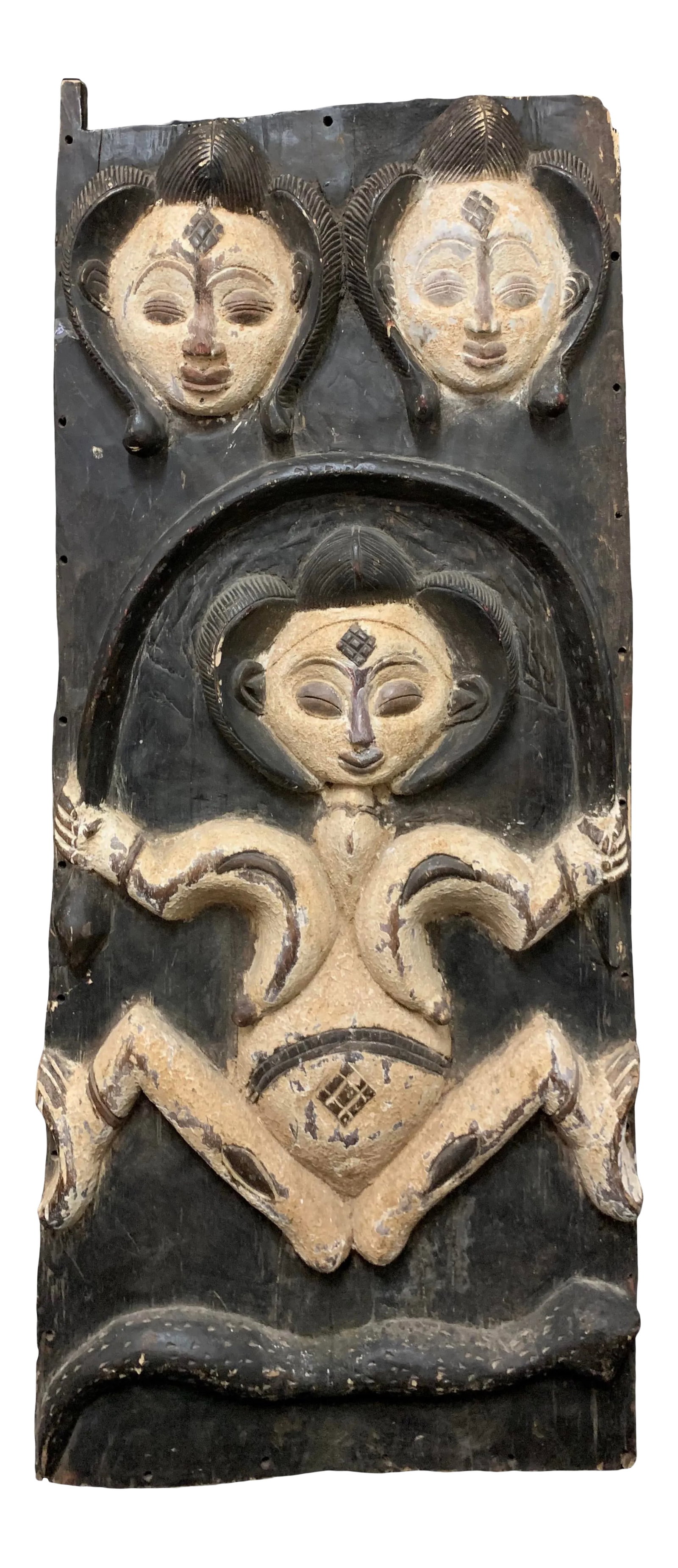 African Art Tribal Art Large Door From Punu Tribe Gabon: African Art Tribal Art Large Punu Door from Gabon AGES: 20th Century MATERIALS: Wood, Pigment COUNTRY: Gabon DIMENSIONS: 46.5 inches high x 19 inches wide x 3 inches depth CONDITION: Very good and