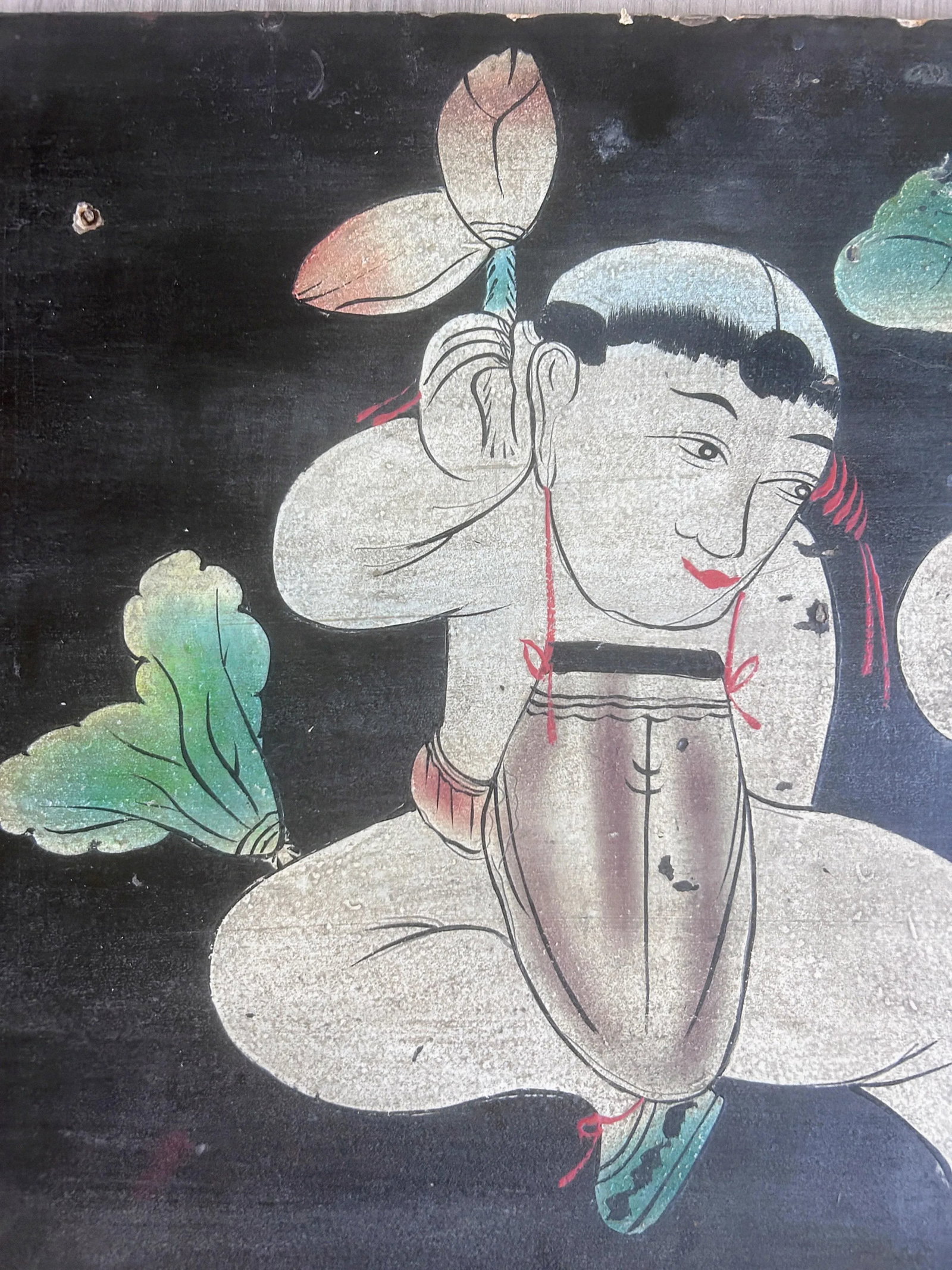 Antique Chinese Painted Wooden Panel - 6