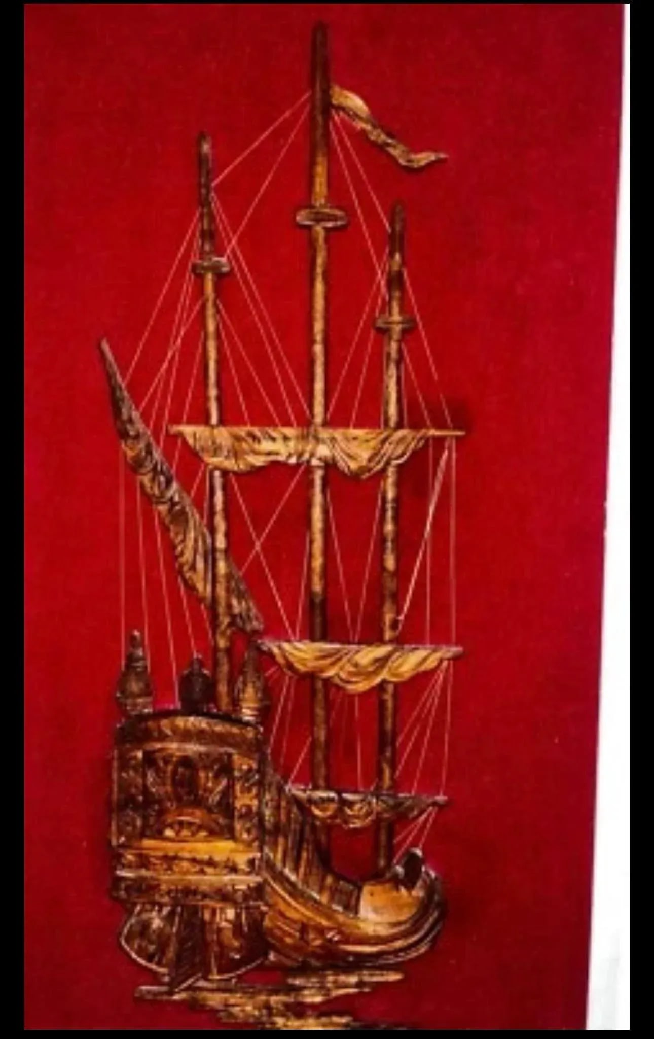 Mid Century Spanish Pirate Clippership Wood Carved String Art Wall Hanging - 4