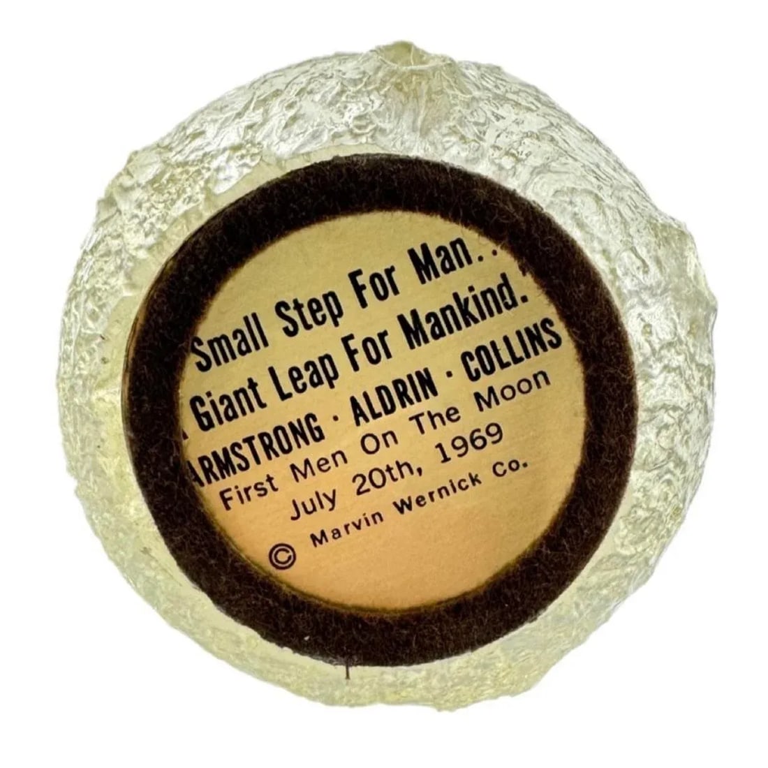 1960s Marvin Wernick Co. First Men on the Moon Paperweight - 6