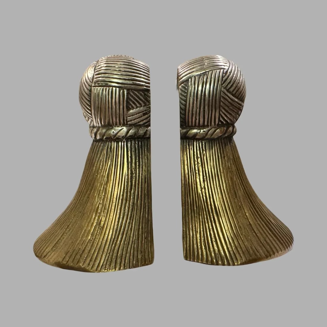 Vintage Brass Tassel Bookends - 3