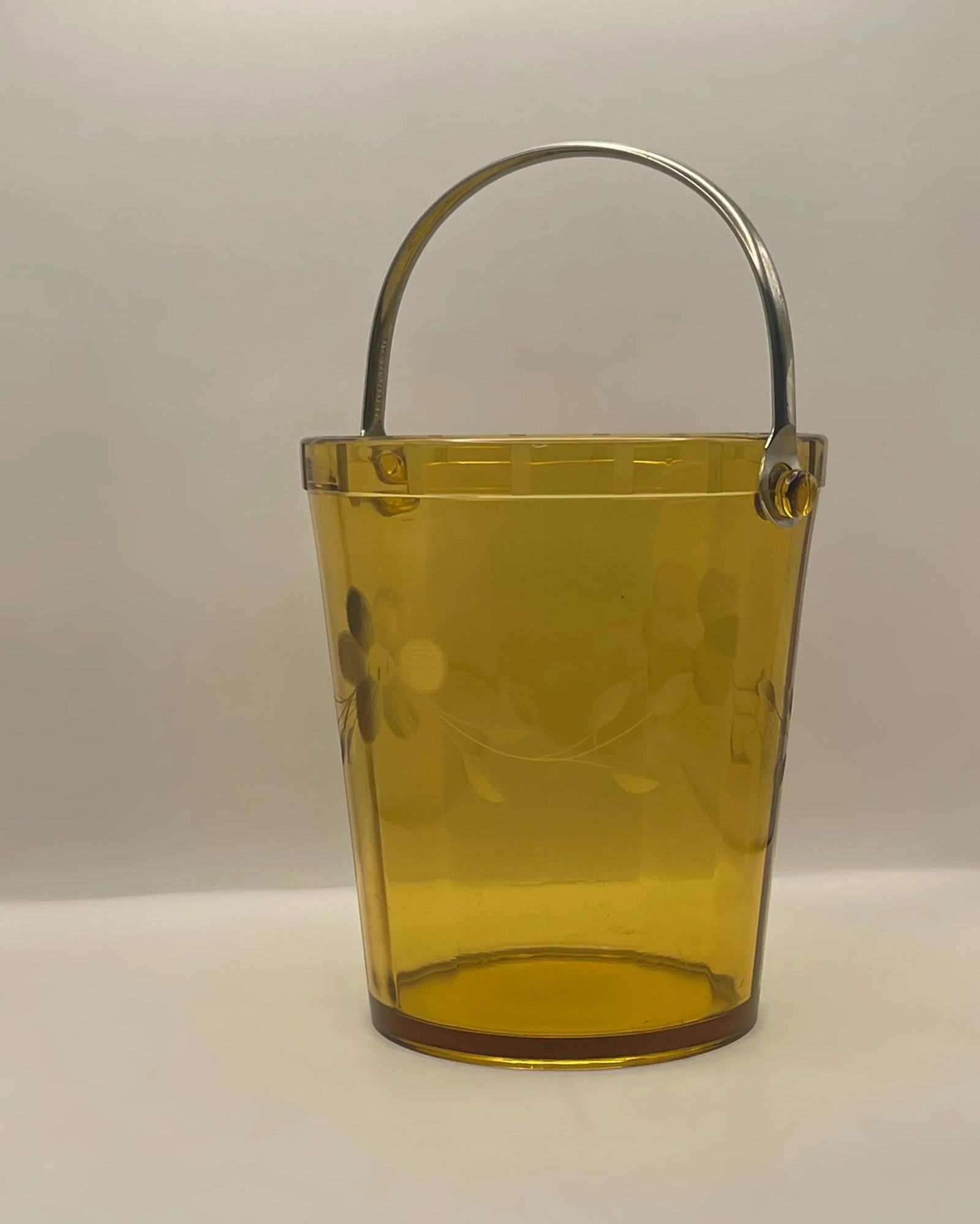1930's Amber Etched Glass Ice Bucket - 11