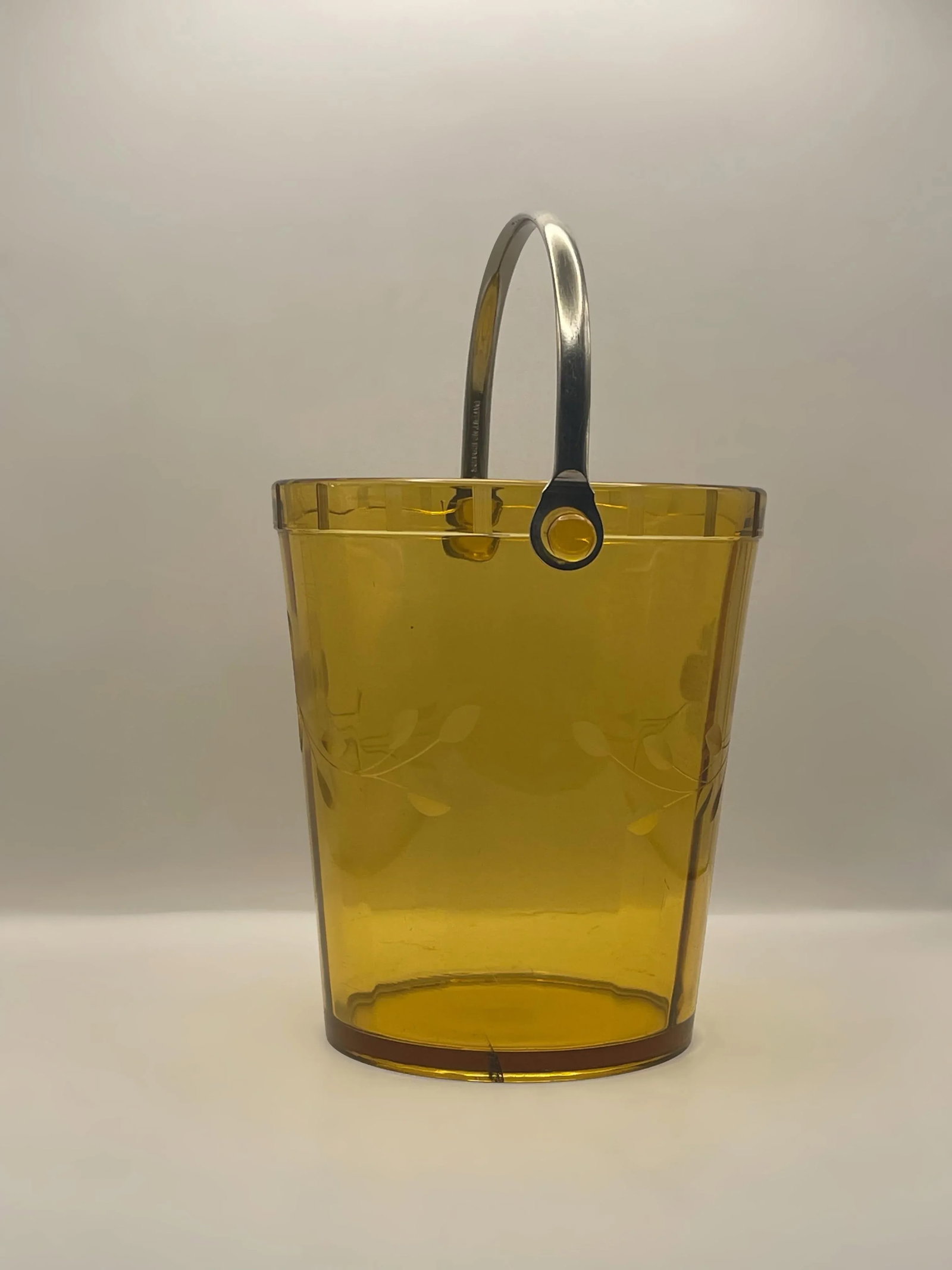 1930's Amber Etched Glass Ice Bucket - 12