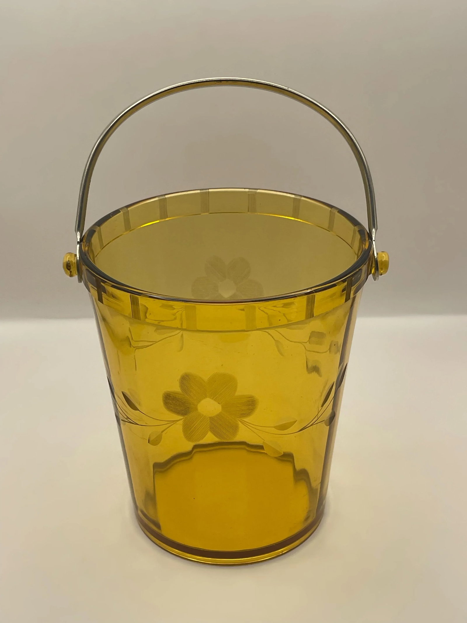 1930's Amber Etched Glass Ice Bucket - 2