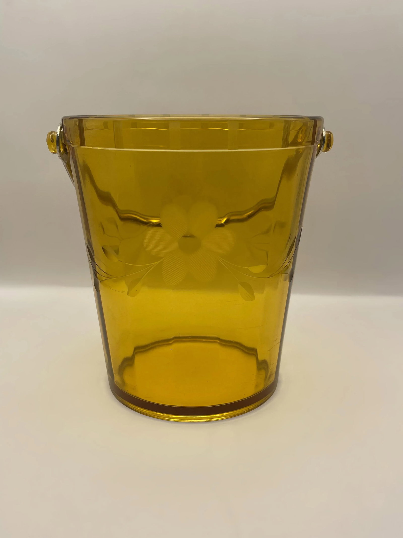 1930's Amber Etched Glass Ice Bucket - 4