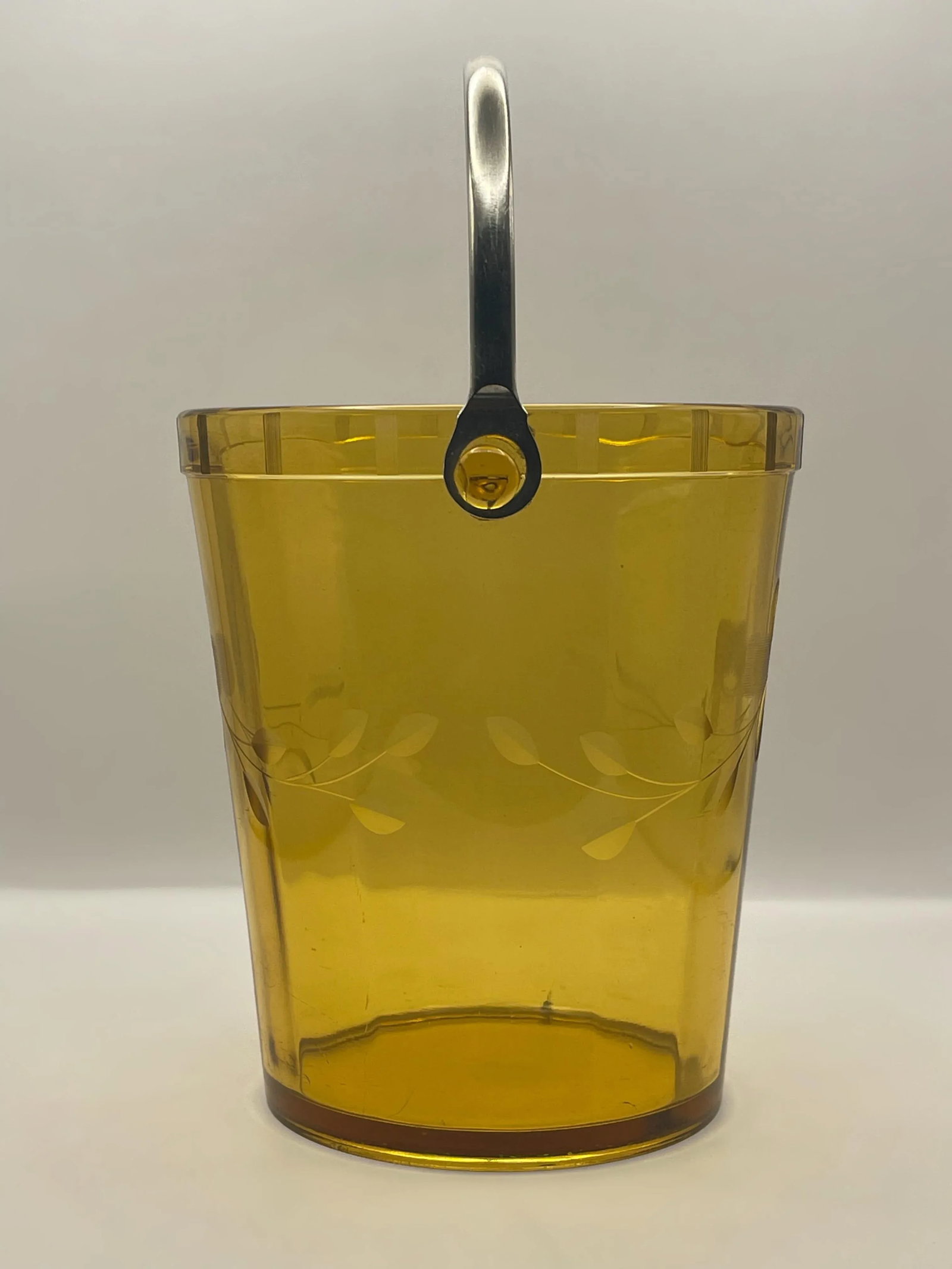 1930's Amber Etched Glass Ice Bucket - 5