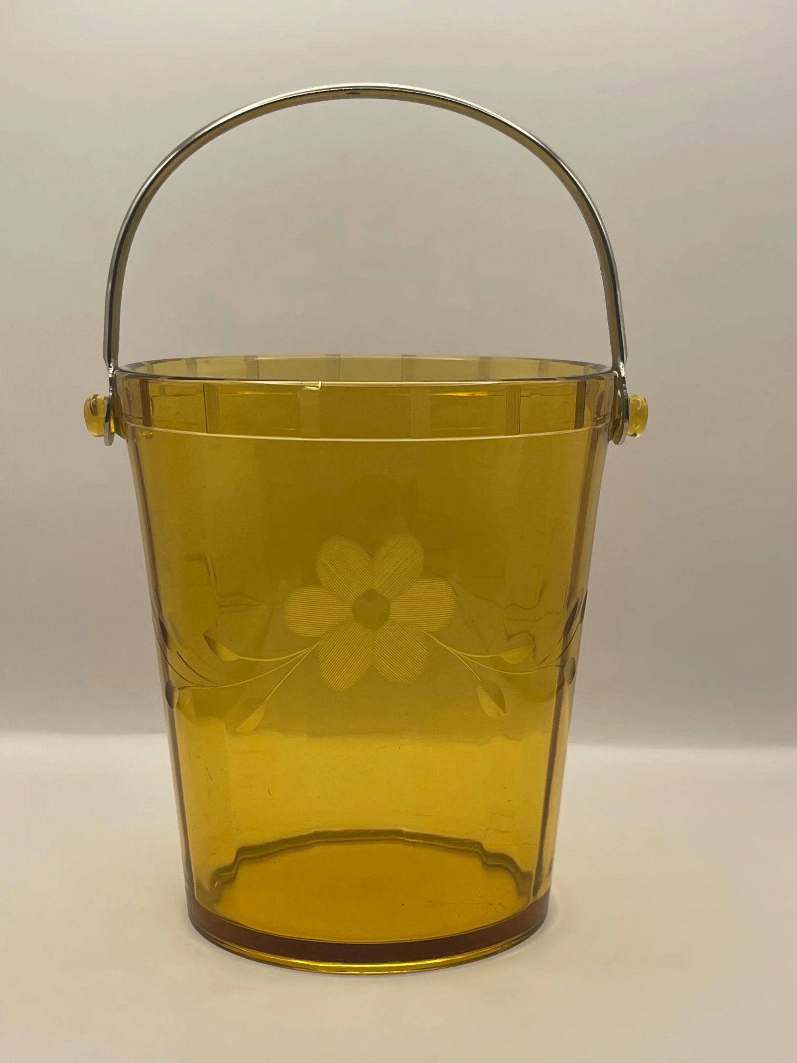 1930's Amber Etched Glass Ice Bucket - 6