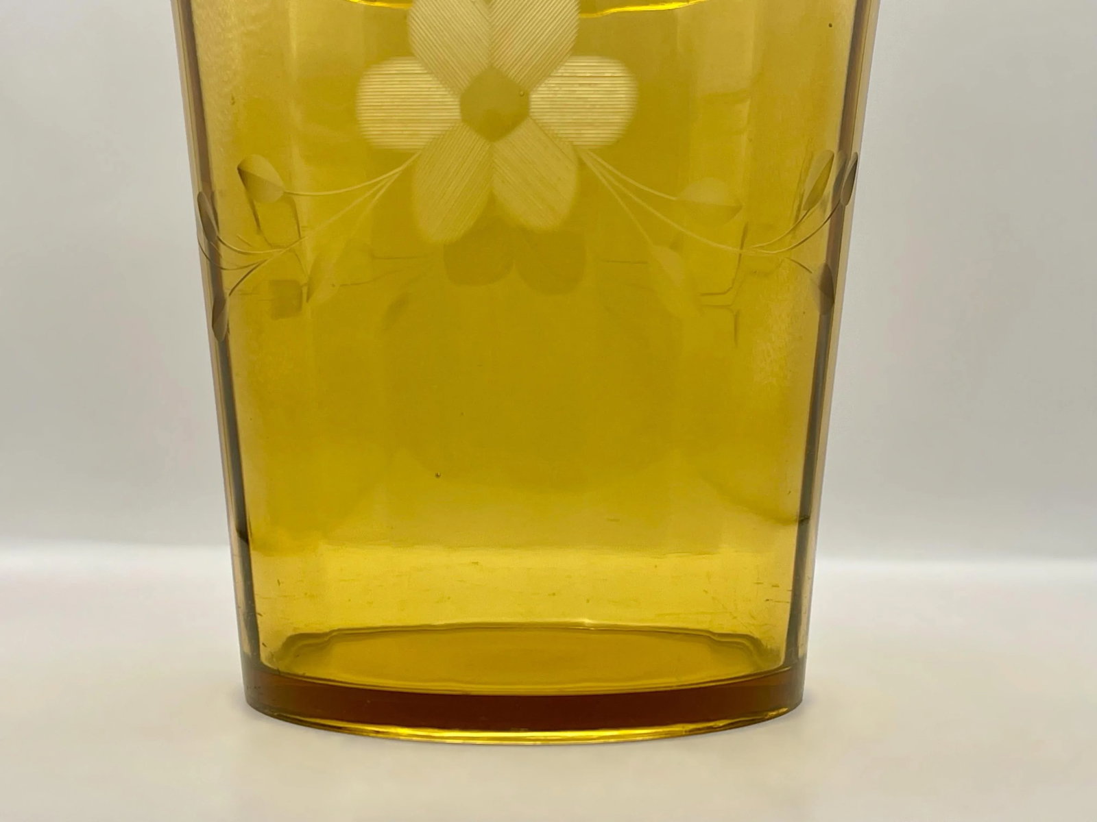 1930's Amber Etched Glass Ice Bucket - 8