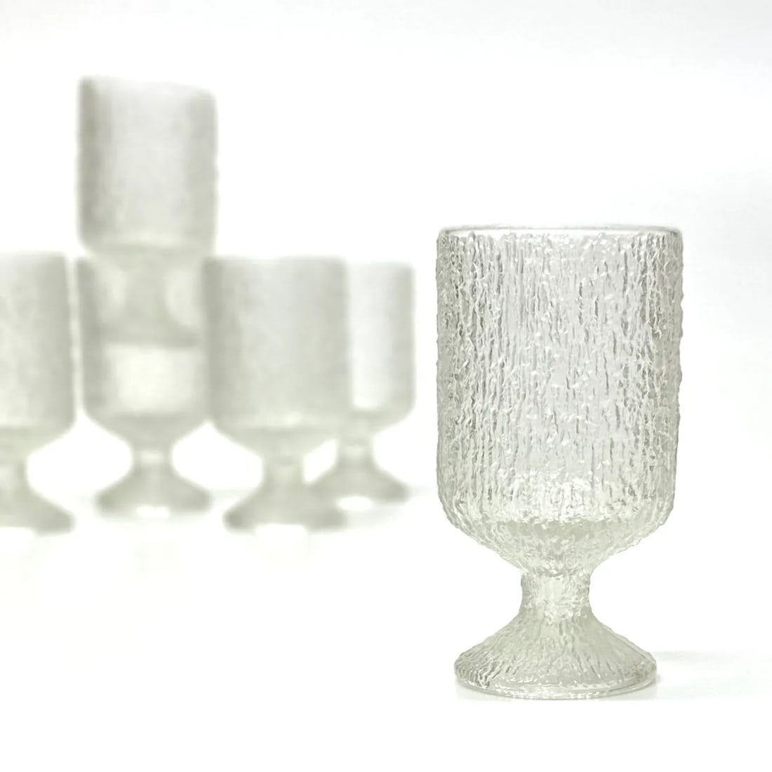 Mid Century Footed Ice Textured Drinking Glasses by Indiana Glass - Set of 6 - 2