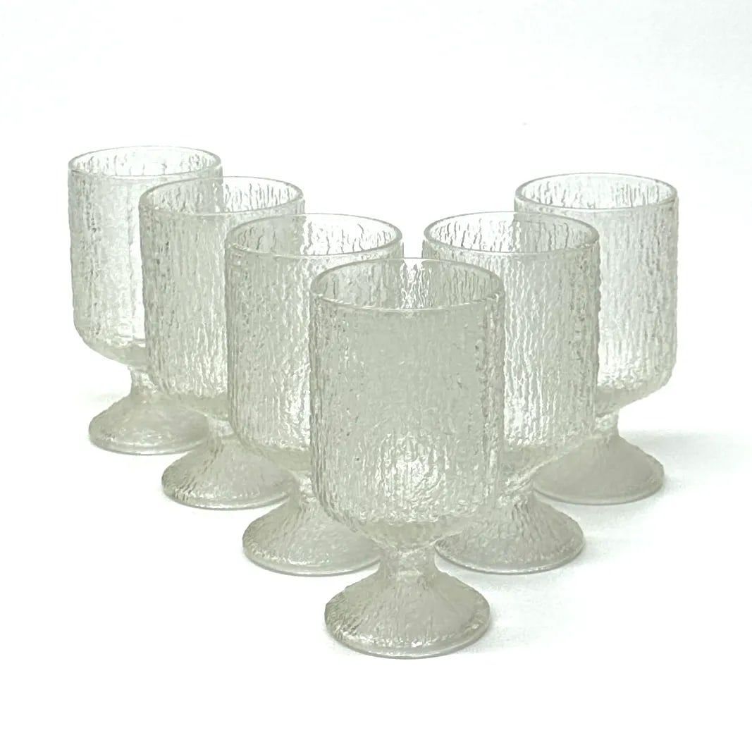 Mid Century Footed Ice Textured Drinking Glasses by Indiana Glass - Set of 6 - 3