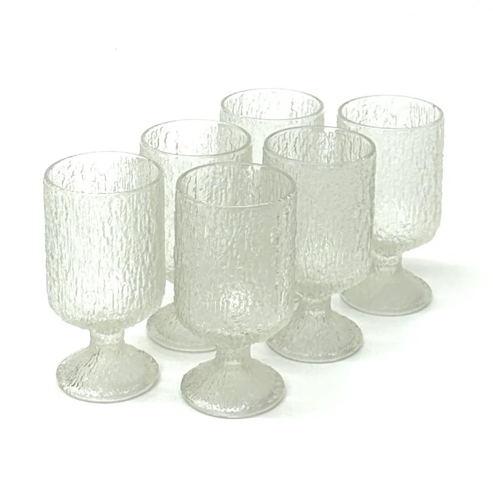 Mid Century Footed Ice Textured Drinking Glasses by Indiana Glass - Set of 6 - 4