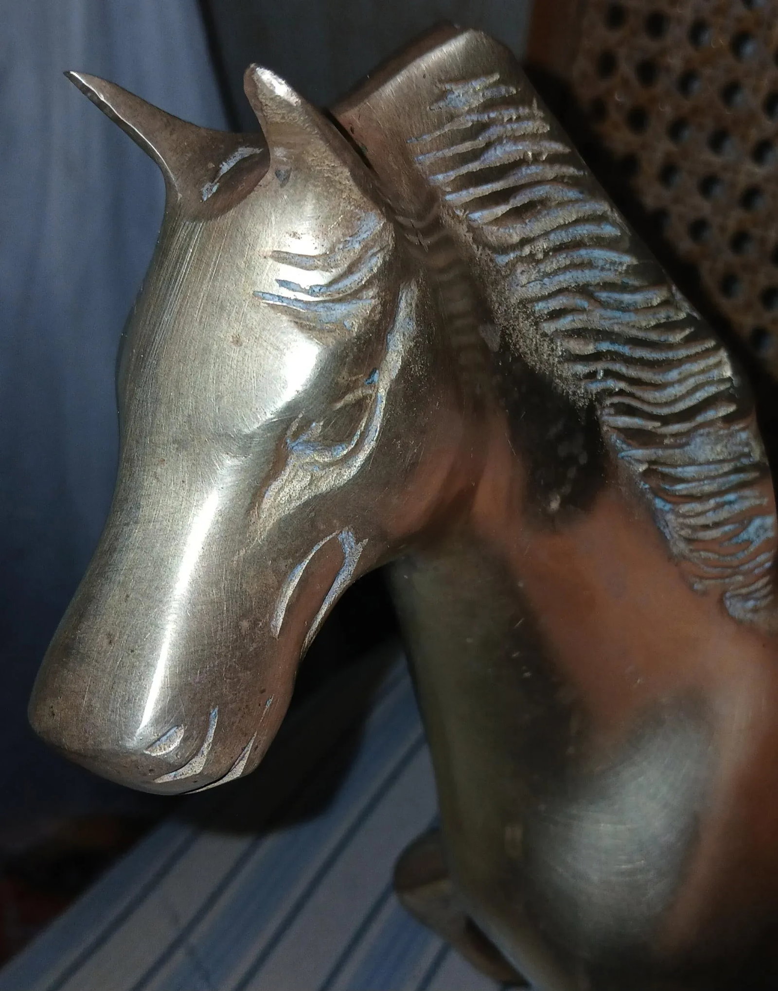 Mid Century Large Solid Brass Horse Statue - 4