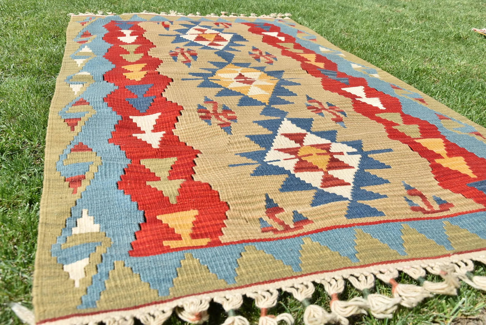 1980sTribal Blue Diamond Kilim - 3