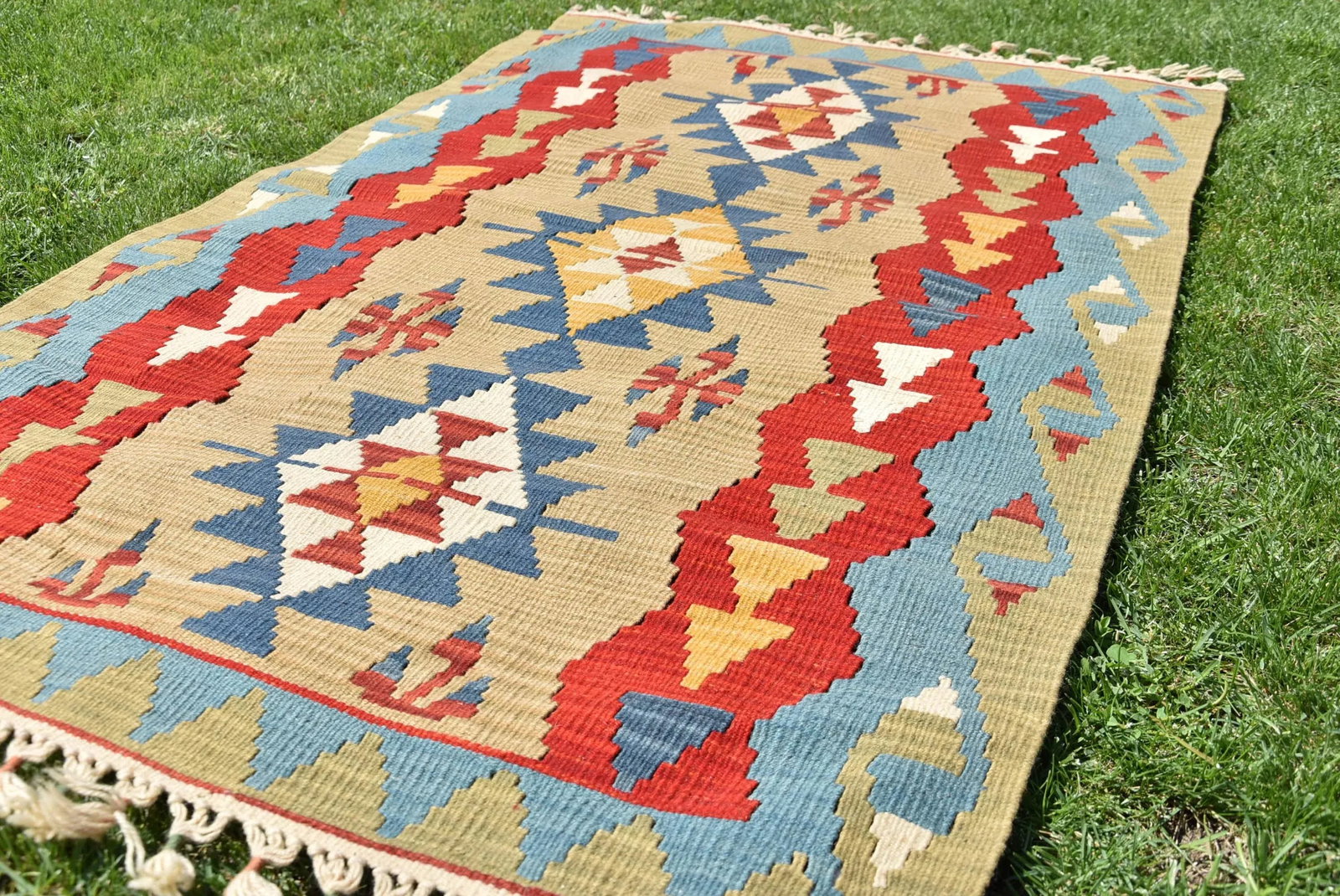 1980sTribal Blue Diamond Kilim - 4