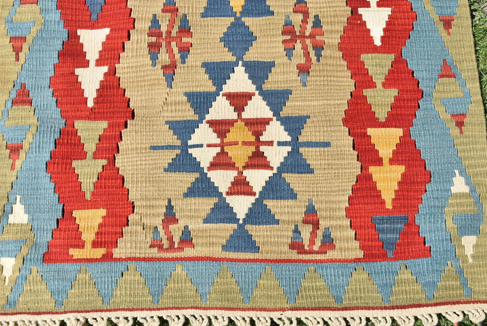 1980sTribal Blue Diamond Kilim - 5