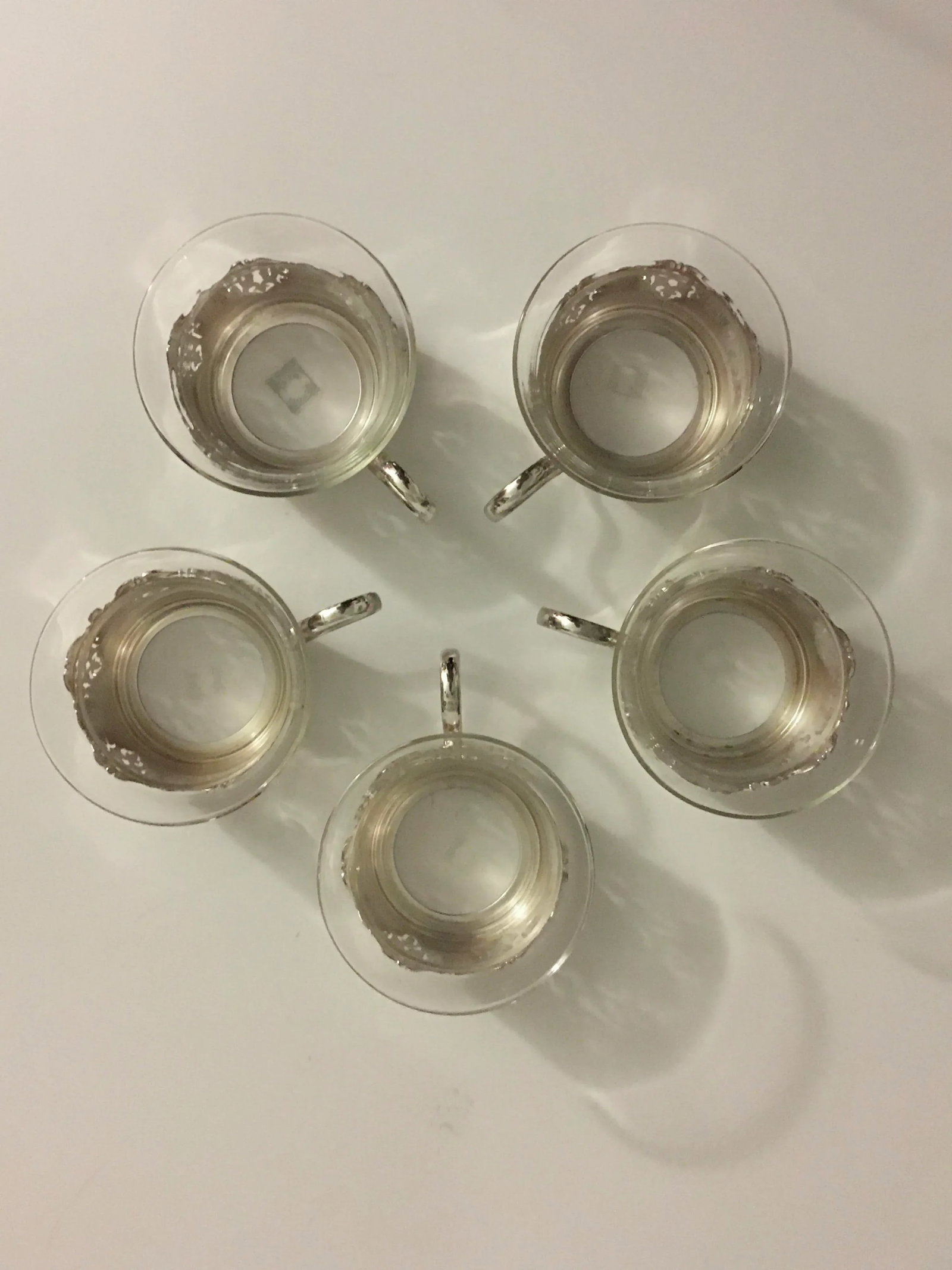 Vintage Glass & Chrome Teacups - Set of 5 - 3