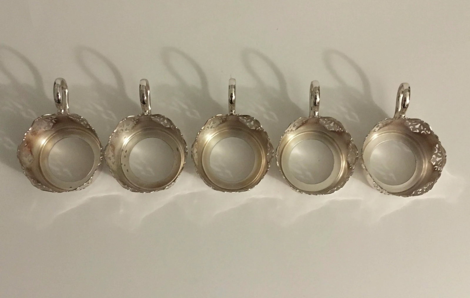 Vintage Glass & Chrome Teacups - Set of 5 - 5
