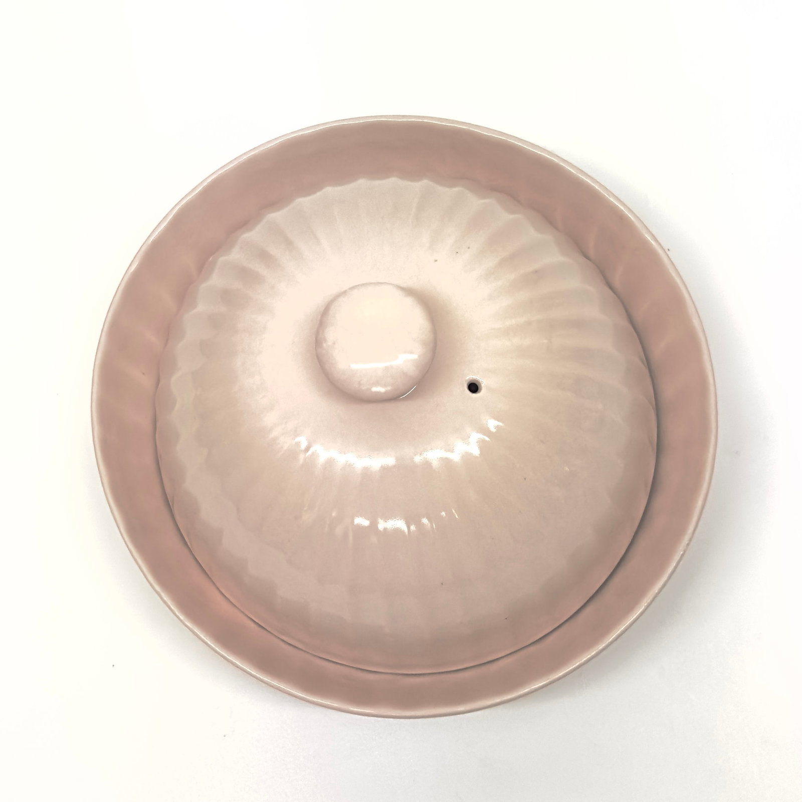 Vintage Fluted Soft Pink 2-Piece Porcelain Butter Dish, Made in Czechoslovakia - 3