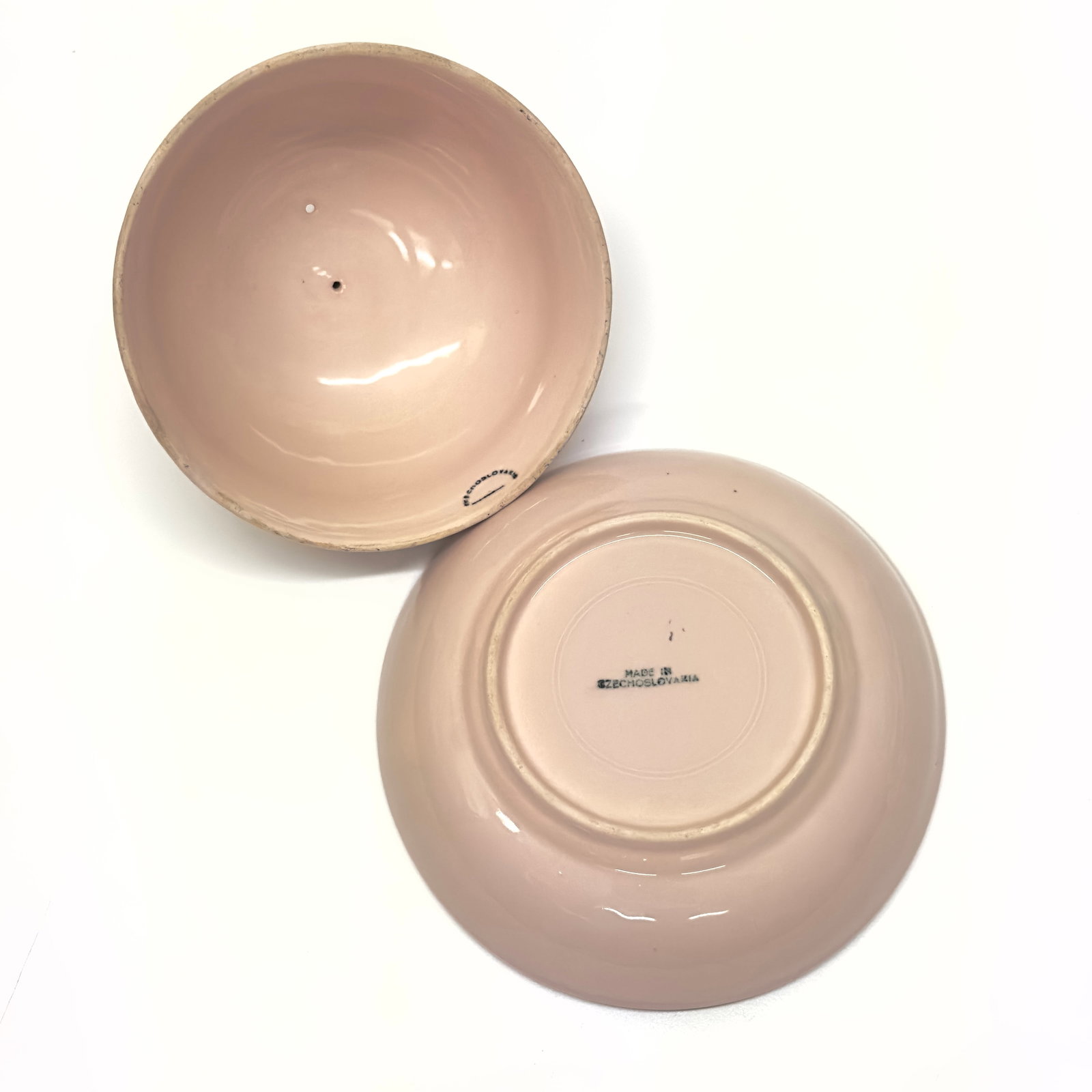 Vintage Fluted Soft Pink 2-Piece Porcelain Butter Dish, Made in Czechoslovakia - 7