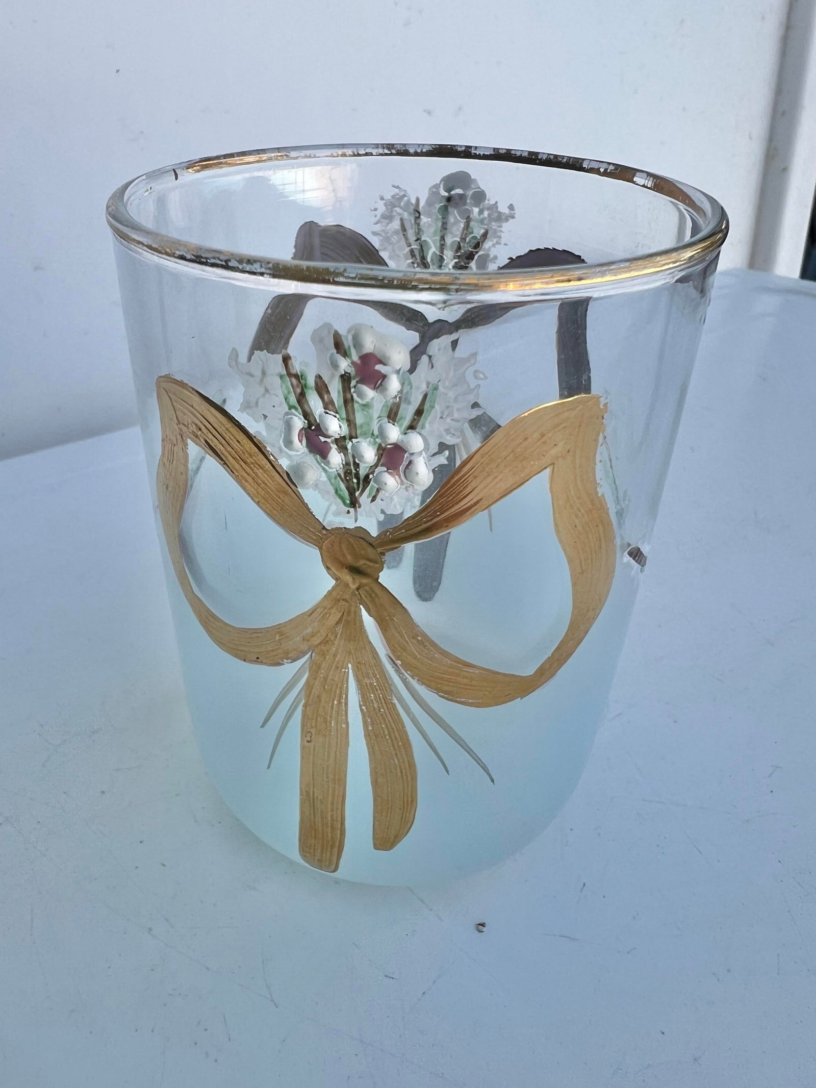 Mid 20th Century Art Deco Floral Painted Glass Jar /Vase - 2