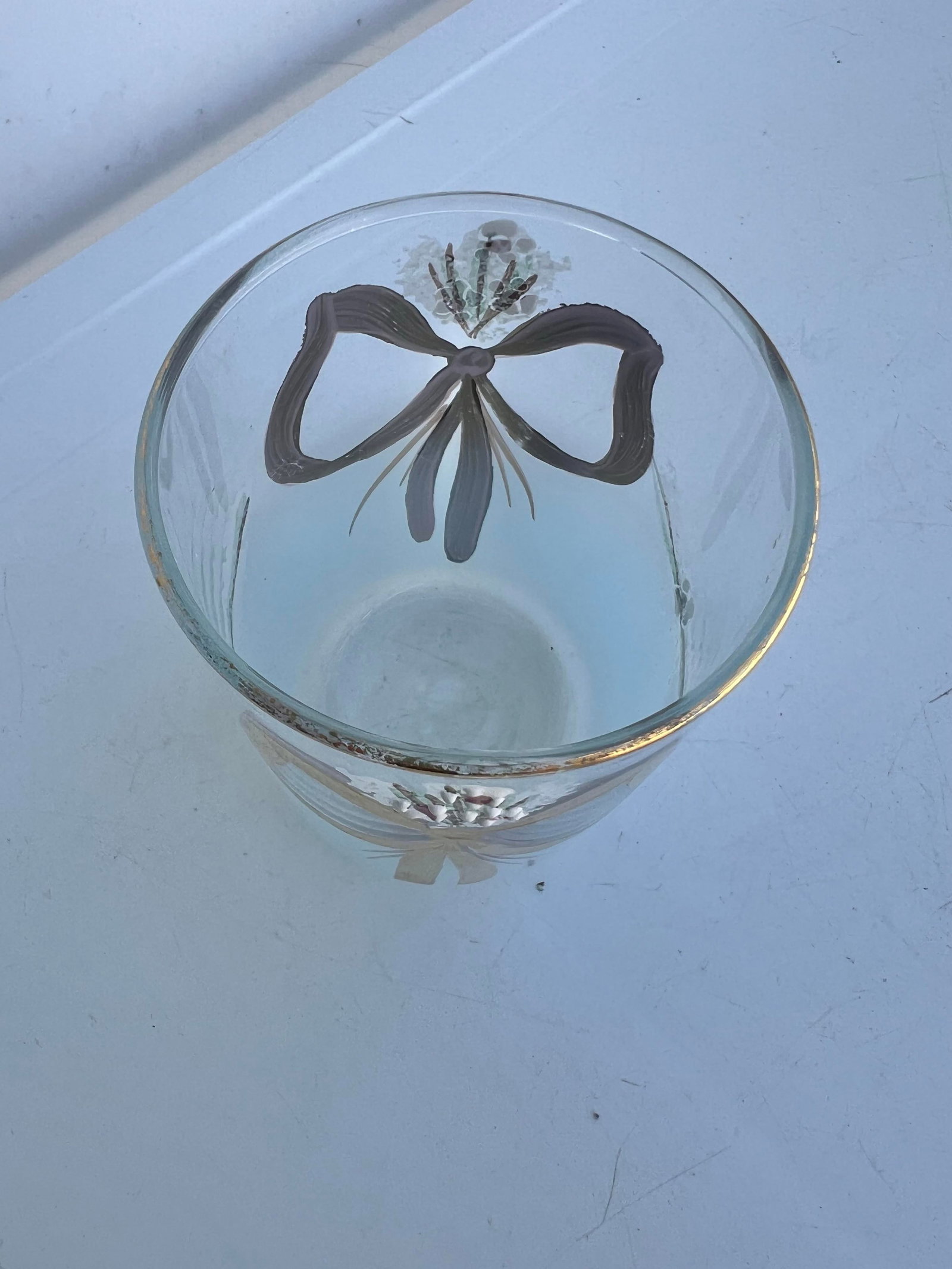 Mid 20th Century Art Deco Floral Painted Glass Jar /Vase - 3
