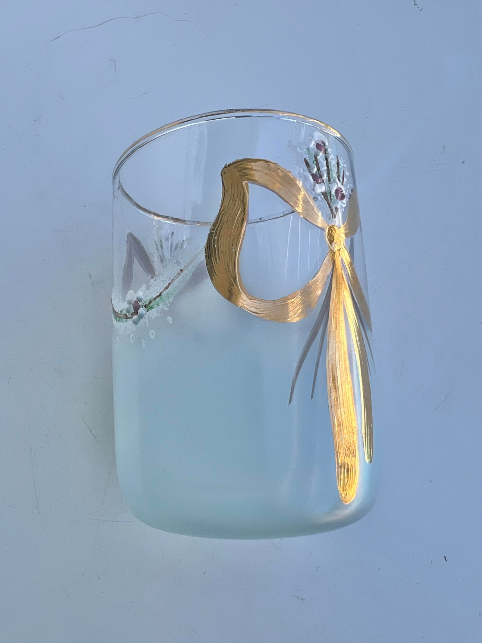 Mid 20th Century Art Deco Floral Painted Glass Jar /Vase - 7